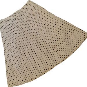 DKNY Yellow Black Polka Dot Flare Knee Length Skirt 100% Cotton Size 4 Women's..